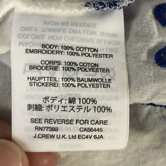 Madewell Womens Blouse White Blue Floral Scoop Embroidered Eyelets Size 12 - Picture 15 of 16